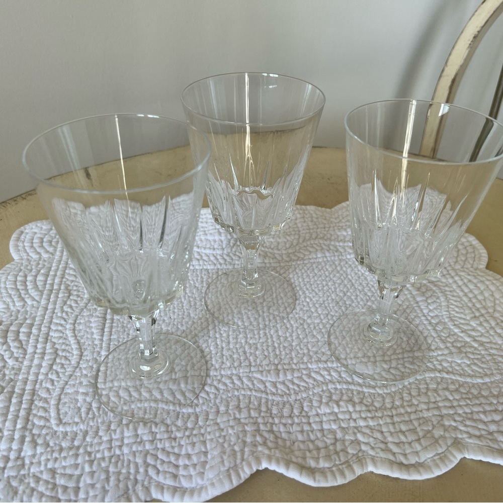 3 Crystal Wine Glasses